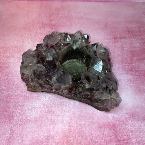 Large Raw Purple Natural Cluster Amethyst Candle / Tealight Holder