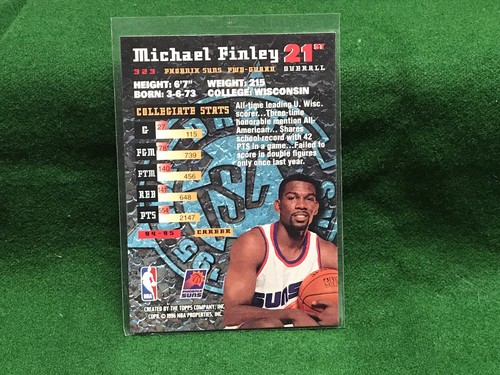 MICHAEL FINLEY, 1995-96 Topps Stadium Club RC, Card #323. Phoenix Suns . - Picture 2 of 3