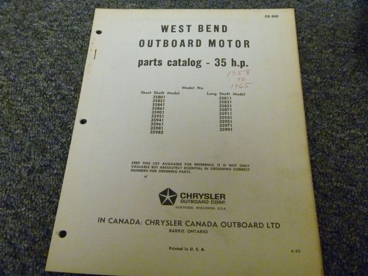 1958-1959 Chrysler 35HP 35931 35951 35971 35991 Outboard Parts