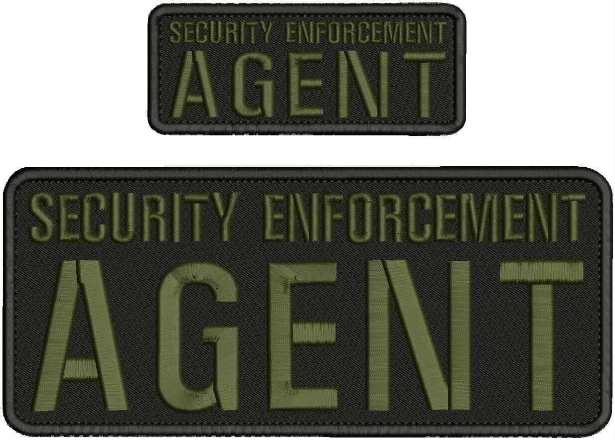 SECURITY E AGENT EMBROIDERY PATCH 4X10 AND 2X5 HOOK ON BACK OD GREEN ON ...