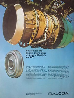 1/1971 PUB ALCA TITAN FORGING GENERAL ELCTRIC CF6 ENGINE ORIGINAL ANZEIGE