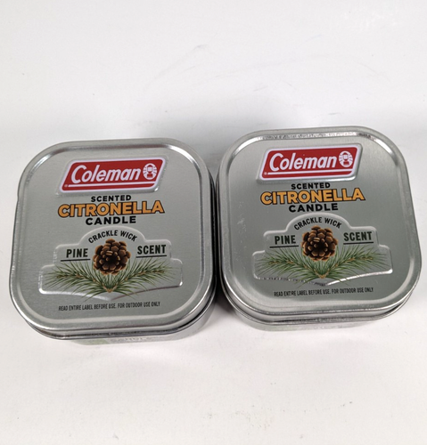 Coleman Pine Scented Citronella Candle Tin w/ Crackle Wick 2 Pack 6 oz Ea 25 Hrs