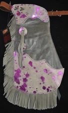 Custom Made Leather Kid's Chinks/Purple Acid Wash /Quick Ship Made in USA