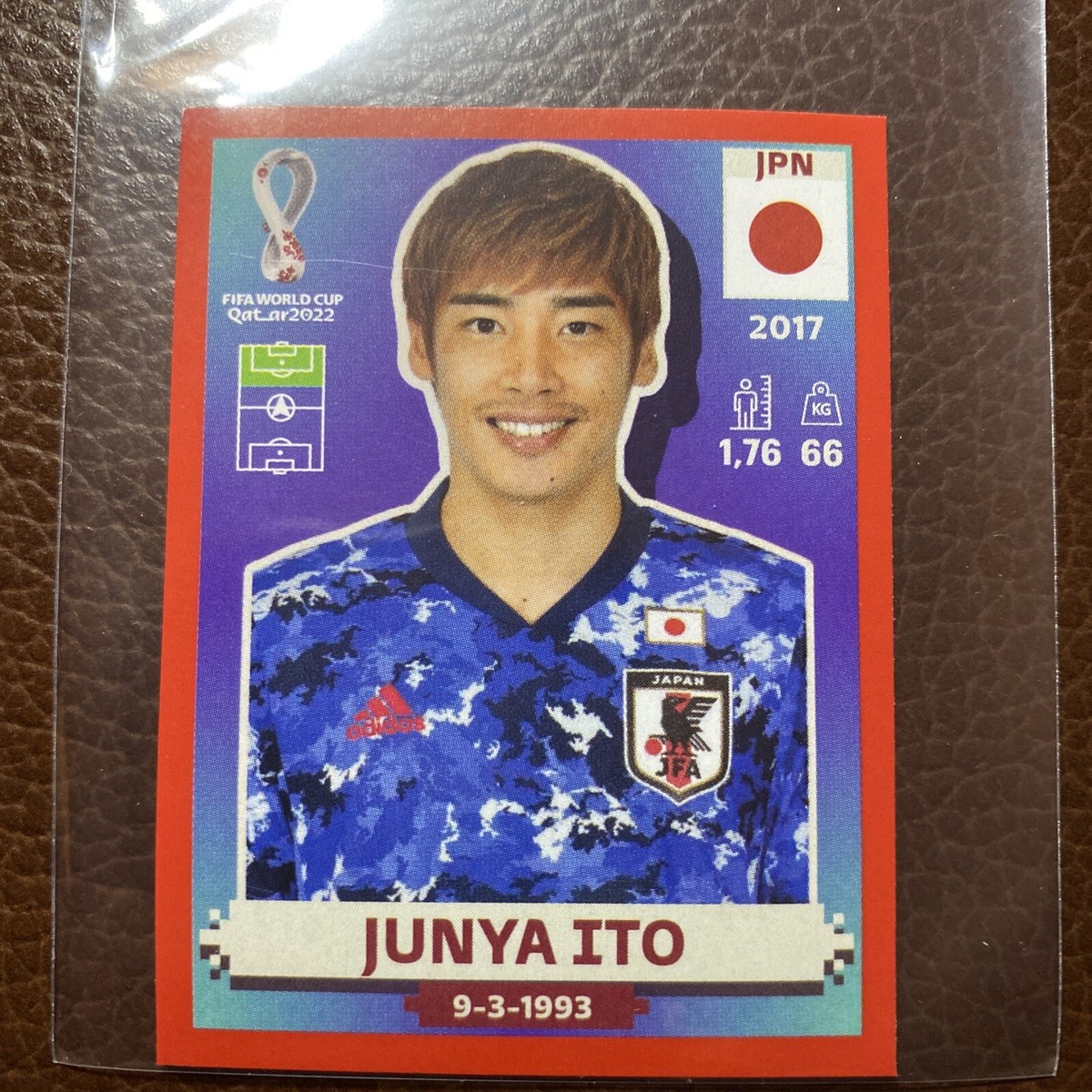 Panini Qatar 2022 World Cup Sticker Junya Ito Red Parallel JPN17