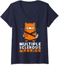 Multiple For Sclerosis Warrior Ms Month Awareness Ladies' V-Neck Tshirt