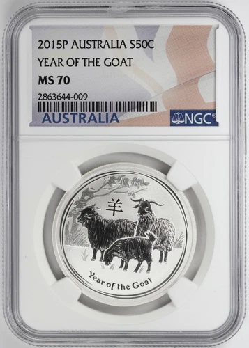 2015-P 50c Australia Silver Lunar Series Year of the Goat 1/2 oz NGC MS70 $1