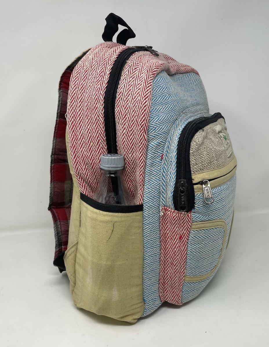 Unisex Multi Pocket Himalayan Pure Hemp Backpack Laptop 