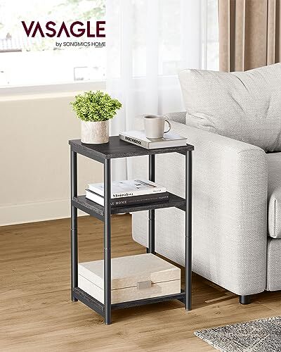 Beistelltisch, kleiner Beistelltisch, hoher Nachttisch für Misty Gray + Classic Black - Bild 4 von 6