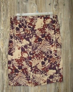 Sag Harbor Sz XL Purple Beige Fern Leaf Floral Skirt Fairy Fall VTG Faux Wrap