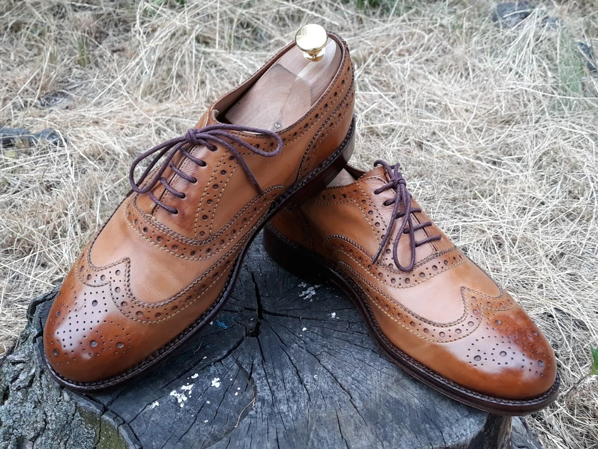 Grenson Stanley Tan Oxford Brogue Leather Shoes