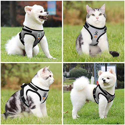 Arnes Gato Transpirable Arnes para Perro Pequeño, Ajustable Reflectante Arnés p - Imagen 7 de 8