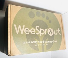 Set of 12 WEE SPROUT Glass Baby Food Storage Jars 4 ounce NIB