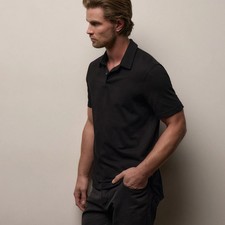 Standard James Perse Sueded Jersey Polo Shirt Men 2XL 5 in Black Made in USA