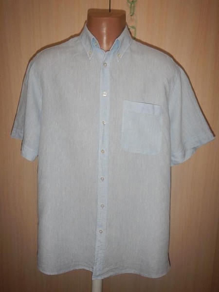 Men Paul Kehl Tennis Shirt Blue Linen 40 / L