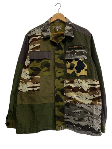 A BATHING APE (BAPE) Giacca CAMICIA MILITARE SCIMMIA BAGNO verde M usata