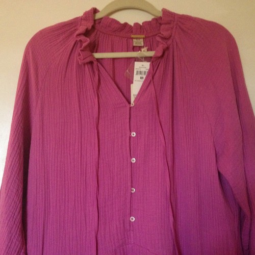 NWT Magaschoni MEDIUM 100% Organic Cotton Gauze PINK Dress Loose Fit Pockets - Picture 2 of 16