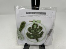 NOS Punch Needle Kit Leaf Pattern with 2 tone green thread- all included