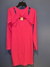 STEVE MADDEN Pink Long Sleeve Sweater Dress Size Large Cutout, Punk Pink NWT