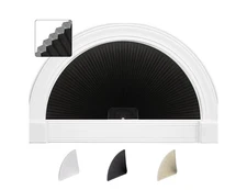 Arch Window Shades Half Circle Blackout Cellular 36"W * 72"H Black-2 Pack