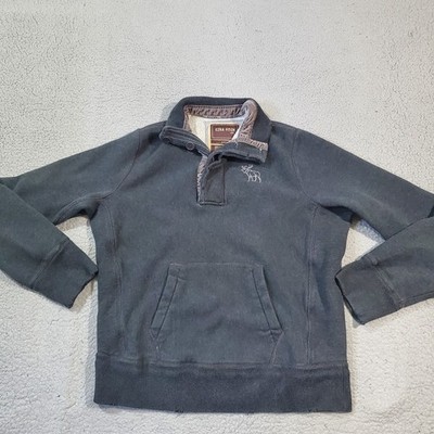 Vintage Ezra Fitch/Abercrombie Men 1/4 Button Heavy Fleece Sweatshirt Moose Y2K