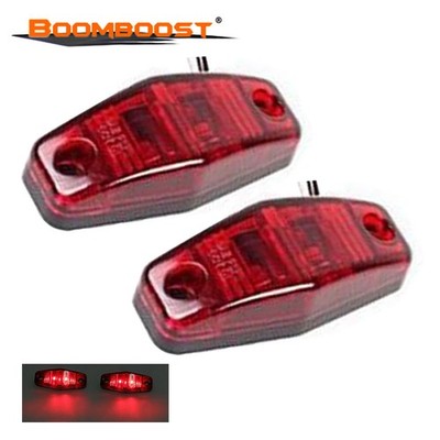 8PCS Red Wide Lights 12V 10-30V 2 LED Warning Lights Truck Side Lights