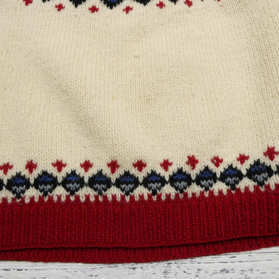Suéter Eddie Bauer Mujer Mediano Crema Rojo Azul Lana Fair Isle Pullover Nórdico Foto 3 de 4