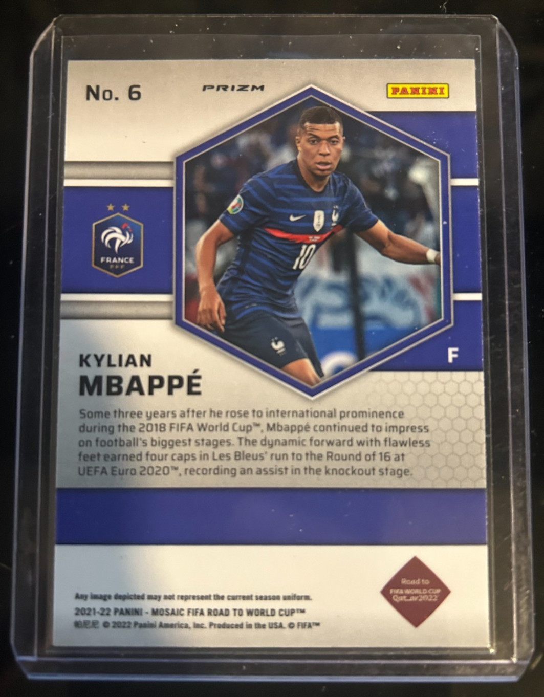 2021-22 Panini Mosaic FIFA Road to World Cup Silver Prizm Kylian Mbappe #6 view 2