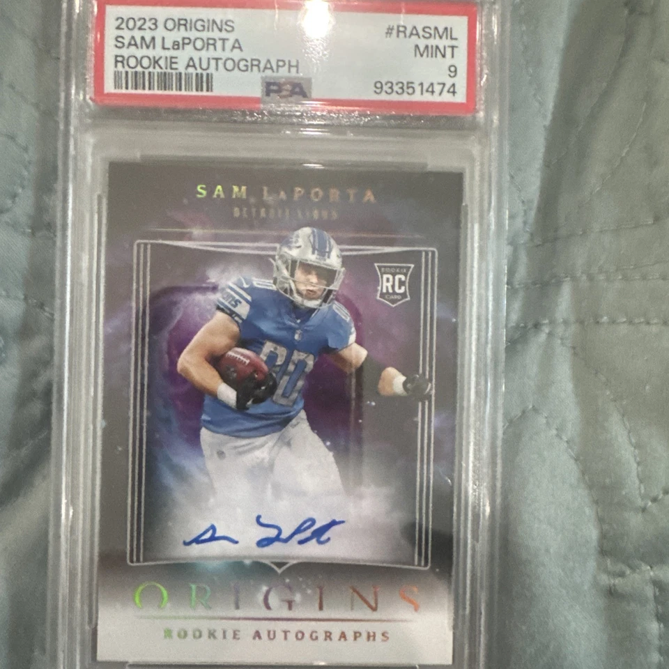 2023 Panini Origins Rookie Autographs Sam LaPorta #RASML (AU RC) PSA 9 MINT - Image 2 of 4