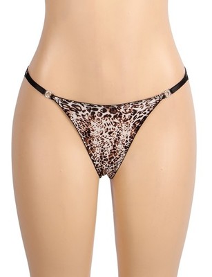 WOW BABE schwarz Leopardenmuster Schnalle G String Slips Höschen Tanga Gr. 12