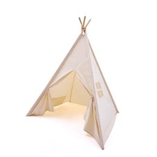 WATEVLOTCS Kids Play Teepee Tent with Carry Bag 43 x 43 x 63 Inch, Natural