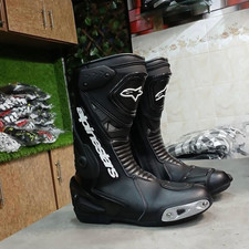 Handmade Alpinestar R Vented Motorcycle Boots Premium Black Leather Racing Shoes