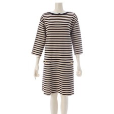 Gucci wool GG button border knit dress 572614 Black x White M [Used]