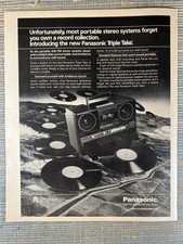 Panasonic Triple Take Portable Stereo Cassette Turntable 1985 Vintage Print Ad