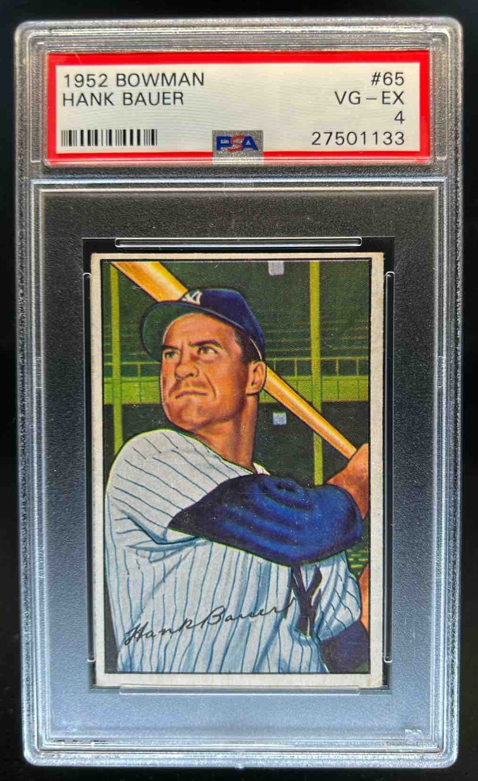 1952 Bowman Hank Bauer #65 Yankees PSA 4