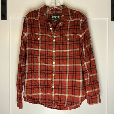 American Eagle Flannel Shirt Mens Medium Red Plaid Chest Pockets Outdoor