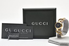 [Exc+5] Vintage Gucci 1600 Gold 26mm Black Dial Women's Quartz Watch Japan