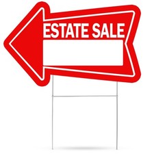 Large Huge Estate Sale Yard Sale Arrows Yard Sign Double Sided With Stake Lar...