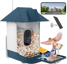 Bird Feeder with Camera,WiFi Outdoor Smart Camera Deep Blue 