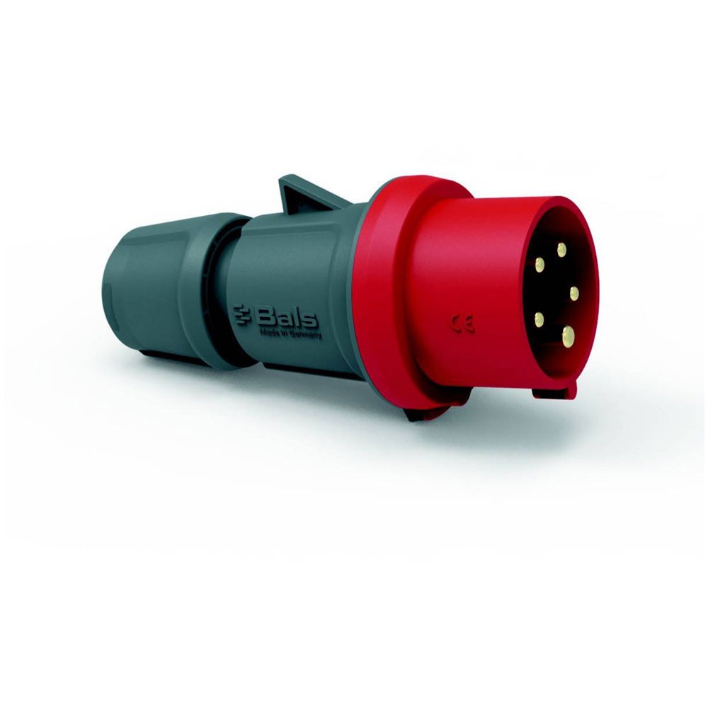 Bals Elektrotechnik CEE Plug 16A 5-Pin 400V Screwless Red RAL3000