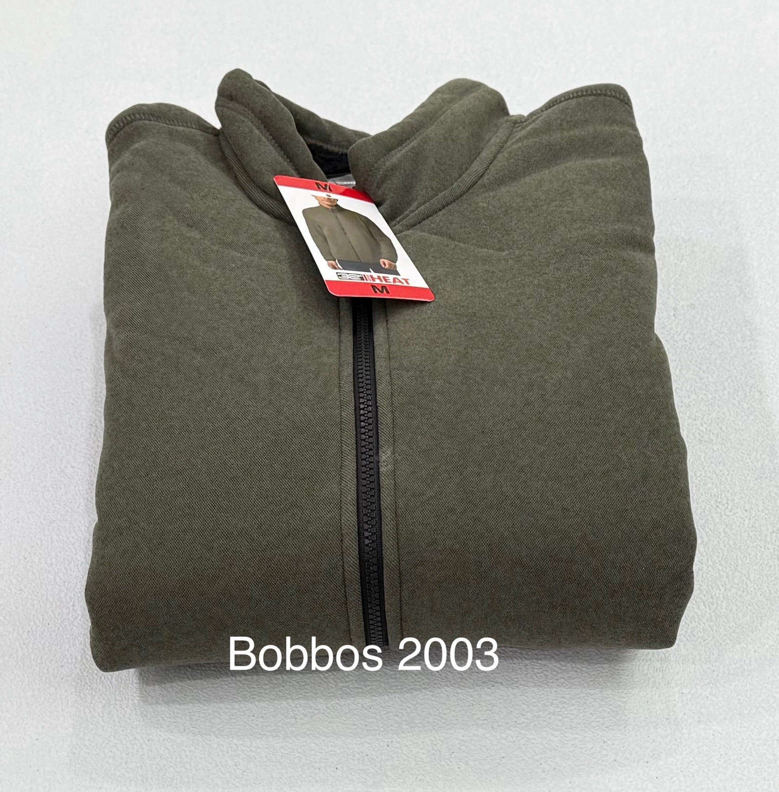 32 Degrees Heat Men's Full Zip Fleece Sherpa Mock Neck Jacket, Green, Size M