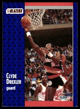 Clyde Drexler 1991-92 Fleer #41 Trail Blazers NBA READ FREE SHIP AutographDen