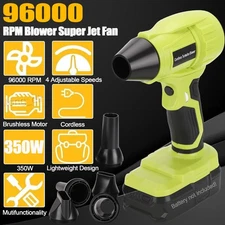 350W Handheld Cordless Turbofan Blower Jet Blower for Ryobi 18V Battery 5nozzles