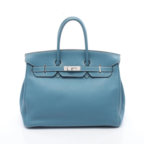 Hermes Birkin 35 Handbag Blue Leather #RCB10557
