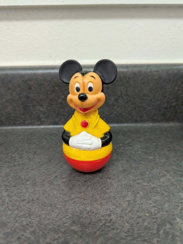 Vintage 1975 Disney Mickey Mouse Roly Poly Wobble Baby Toy Gabriel Industries