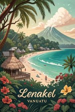 Listing image for Exotic Lenakel Vanuatu Travel Poster - Tropical Paradise Art Print A1-A4 Poster