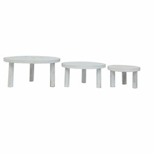 3 Whitewash Wooden Pedestal Cake Stands with Removable Legs Party Decorations