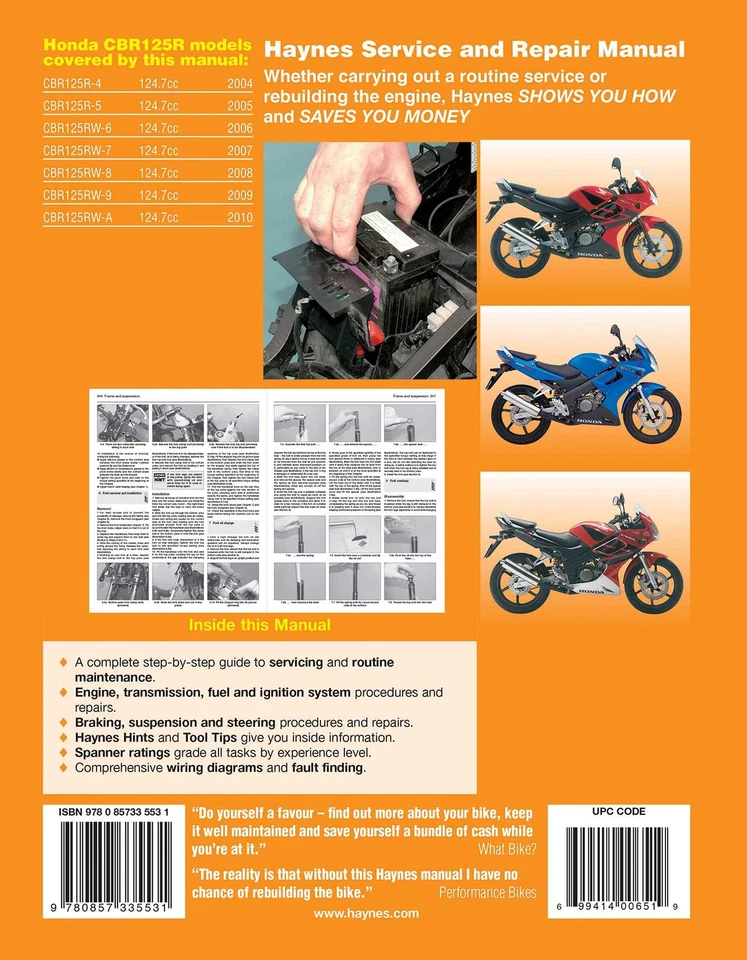 Honda CBR125R (2004-2010) Haynes Repair Manual - Image 2 of 4