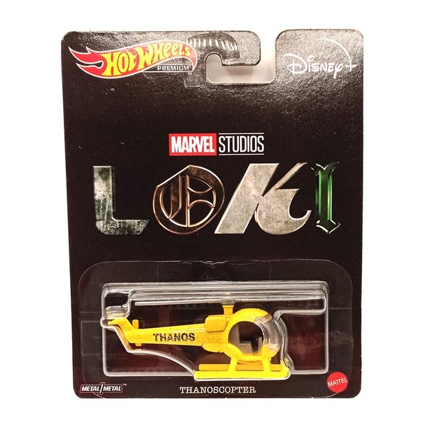 "Hot Wheels DMC55-HCP23 Thanoscopter \"Loki\" Hubschrauber Gelb MaßStab 1:64 Neu!°"-image