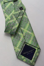THE BIG KNOT Steven Land Mens 100% Silk XL Tie Green Purple W3.5” L59.5-60”