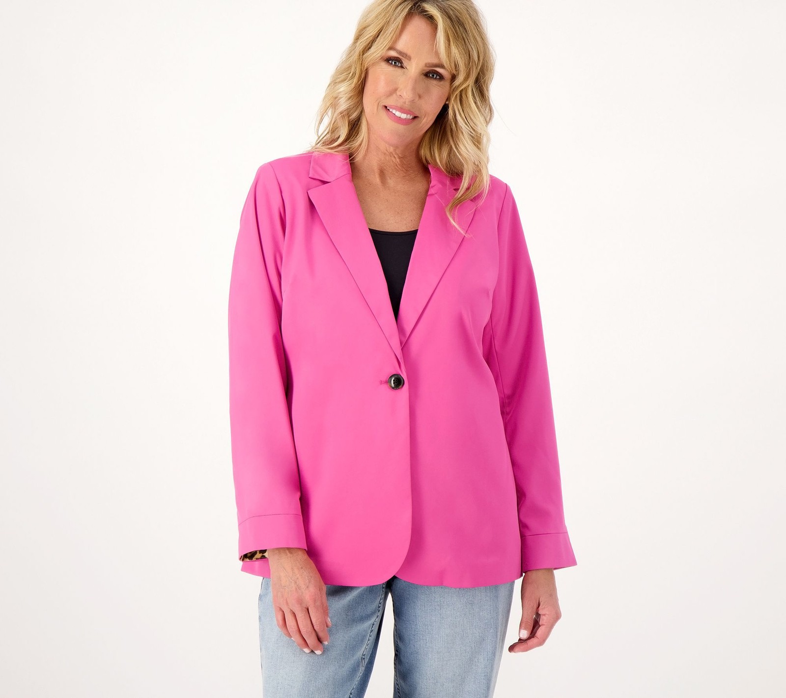 Belle by Kim Gravel Women's Jacket Sz XL Michelle Floral Chalk Pink A302641